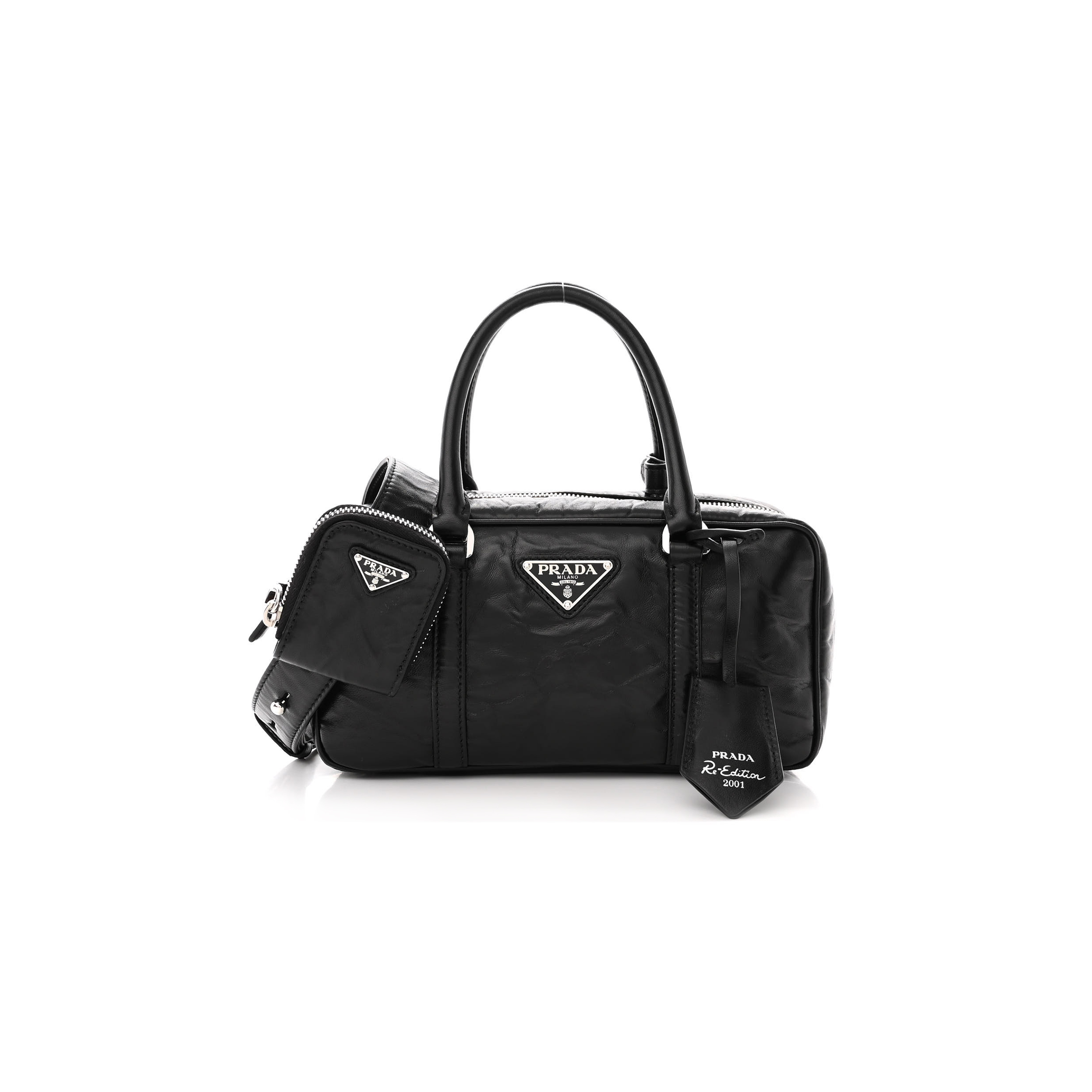 P*A*A NAPPA ANTIQUE SMALL RE-EDITION 2001 TWO HANDLE CROSSBODY BAG 1BB098 (24*13*7.5cm) 